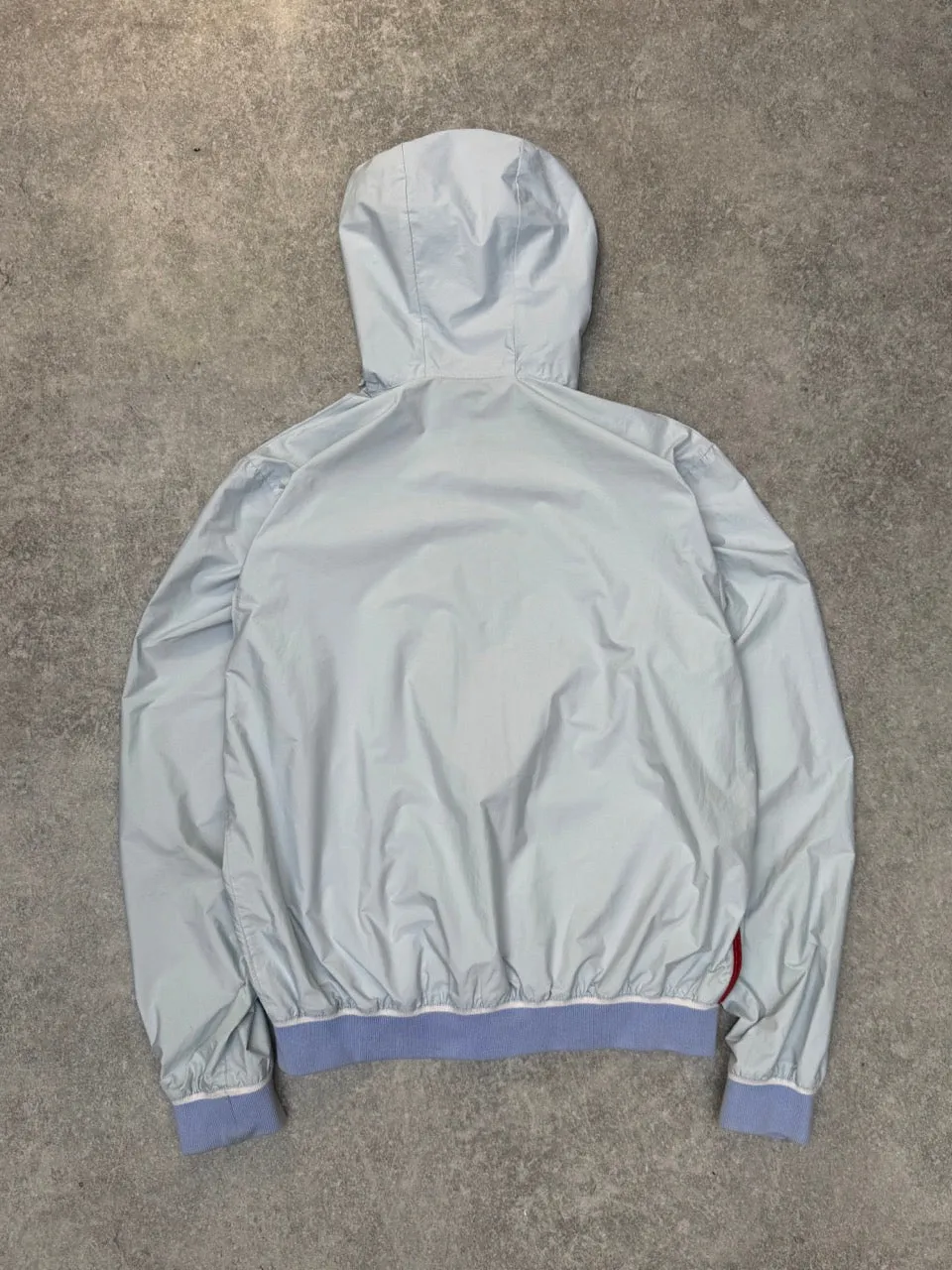 1998 Prada Baby Blue Nylon Hooded Lightweight Jacket