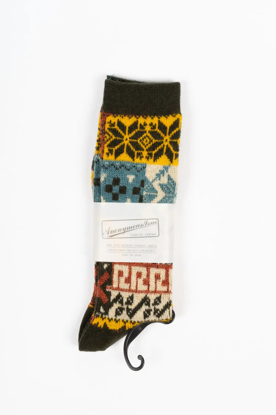 ANONYMOUS ISM MULTI JACQUARD PATTERN CREW SOCK