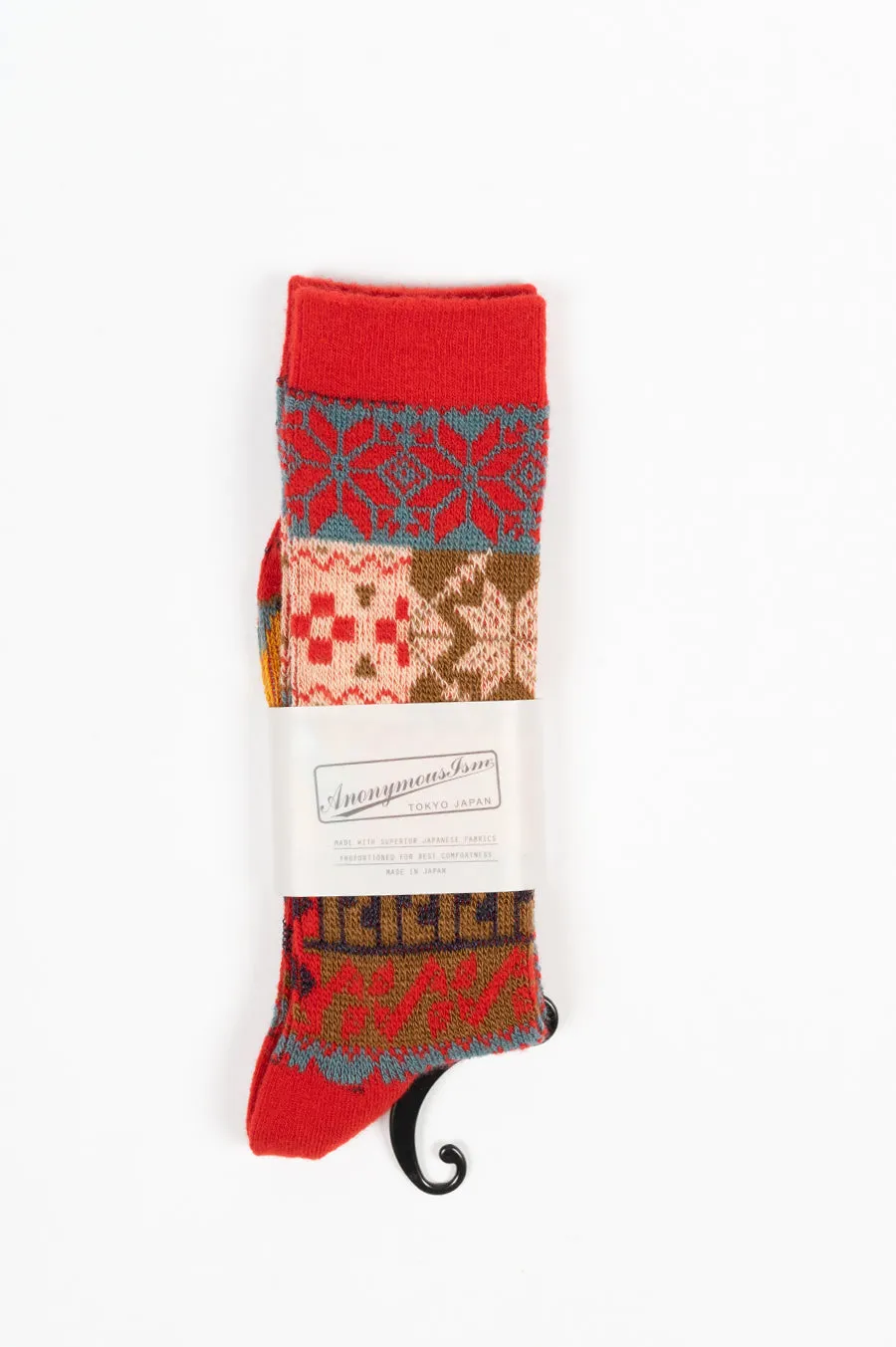 ANONYMOUS ISM MULTI JACQUARD PATTERN CREW SOCK