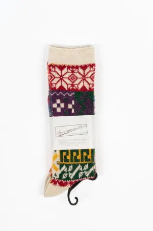 ANONYMOUS ISM MULTI JACQUARD PATTERN CREW SOCK