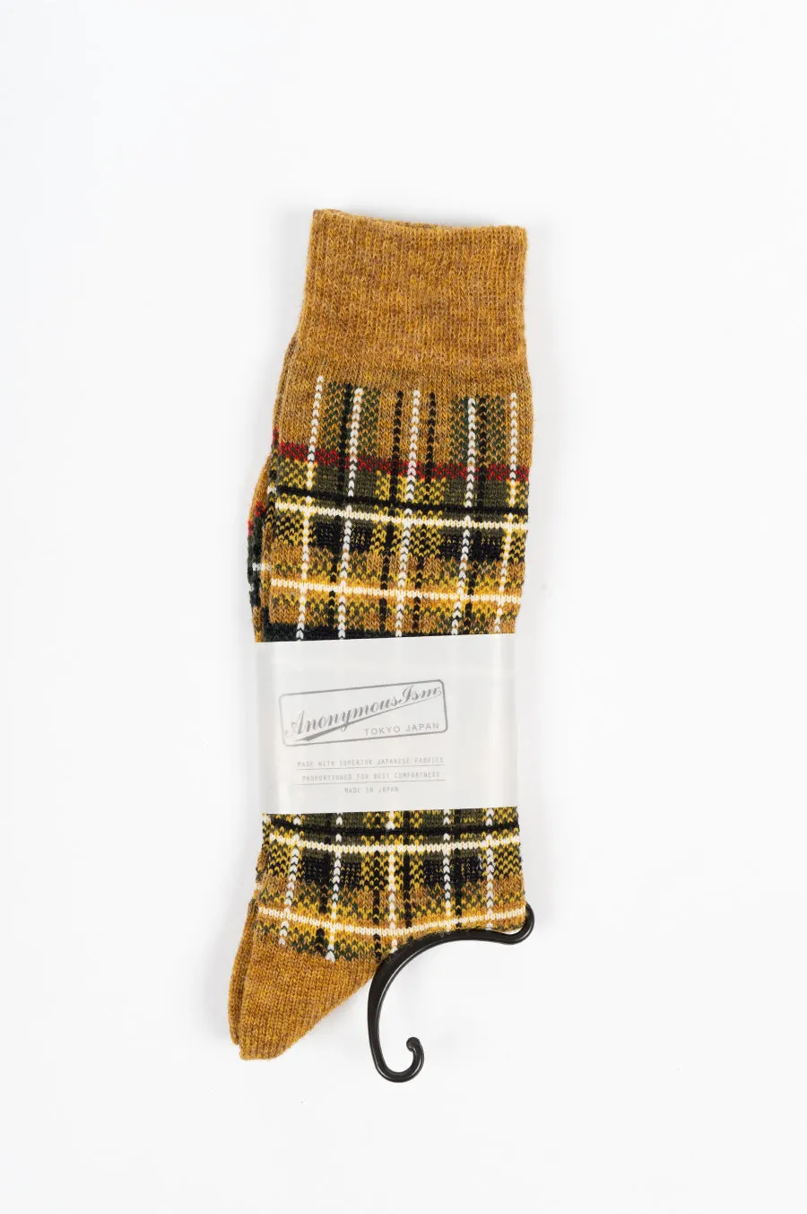 ANONYMOUS ISM WOOL CHECK CREW SOCK