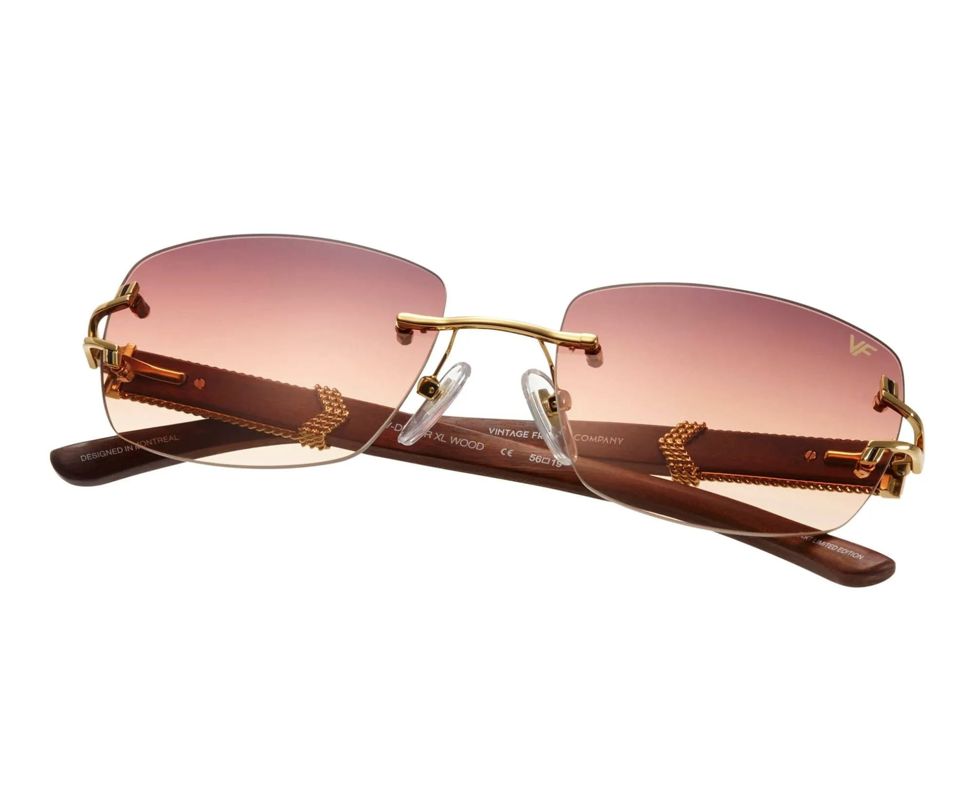 Bal Harbour Wood Edition Rimless Drill Mount 24KT Gold