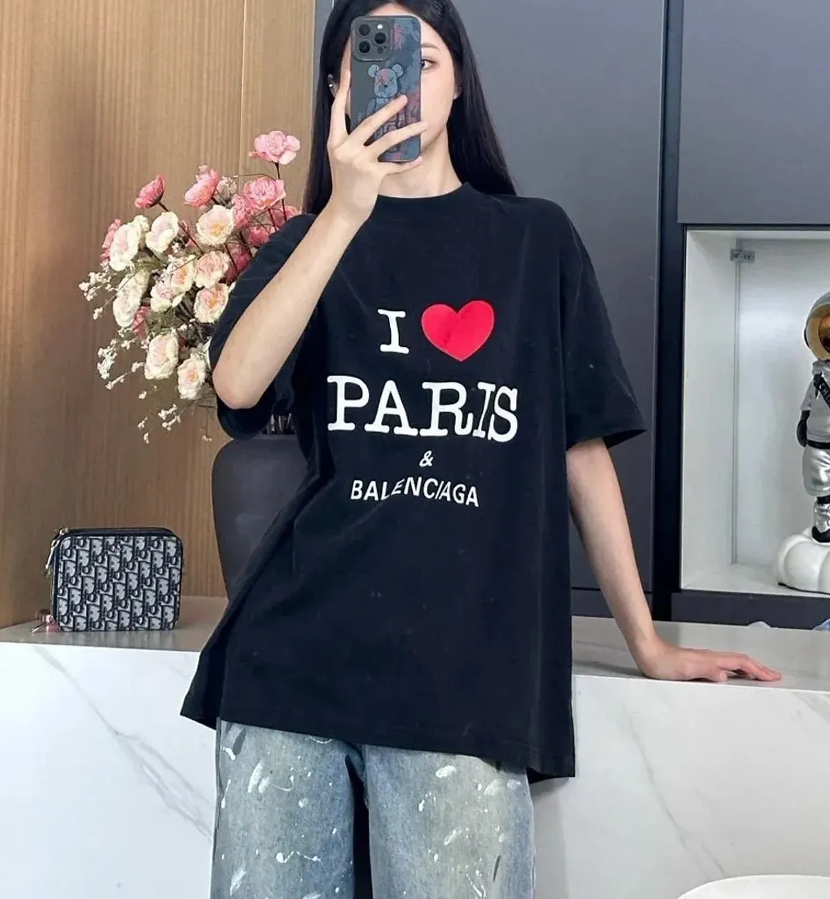 Balenciaga I Love Paris T-Shirt (Black)