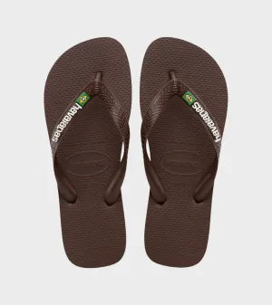 Brazil Logo Flip Flops Dark Brown/White