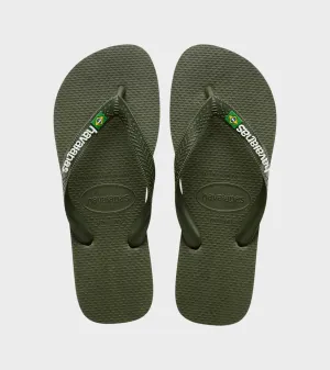 Brazil Logo Flip Flops Moss/White