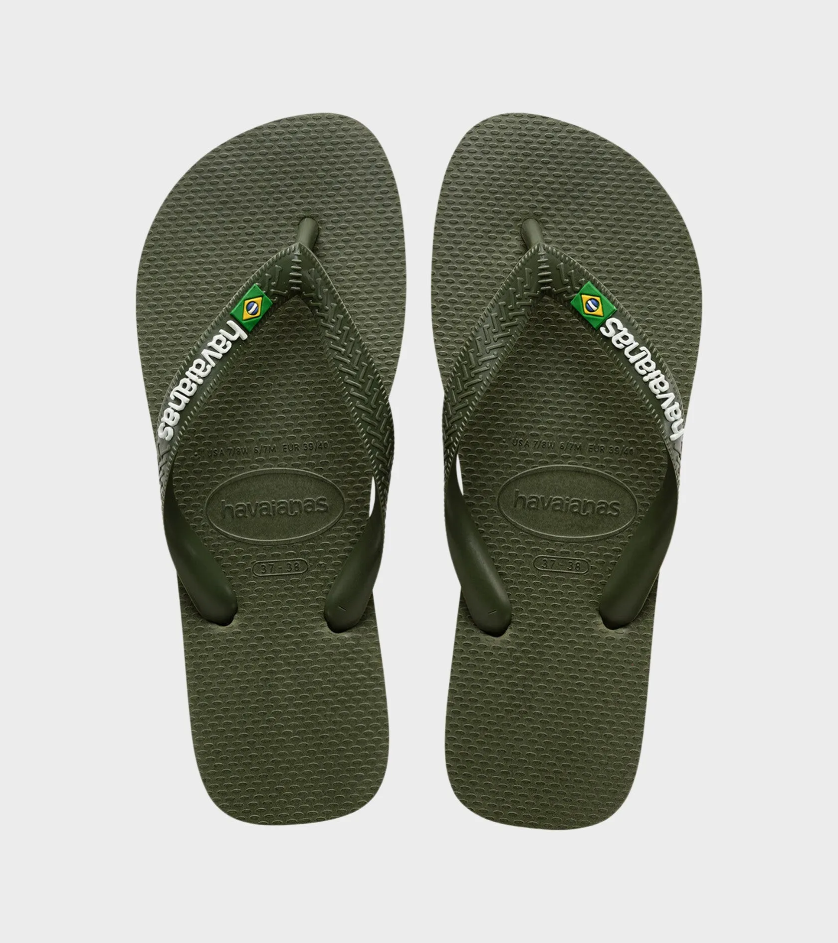 Brazil Logo Flip Flops Moss/White