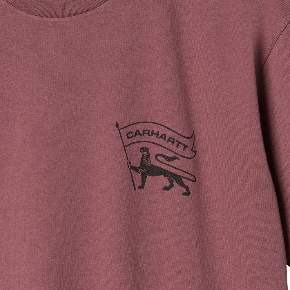 CARHARTT WIP S/S STAMP T-SHIRT // DUSTY FUCHSIA/BLACK (STONE WASHED)