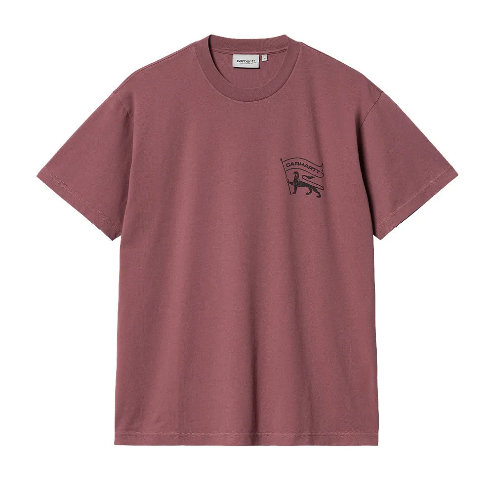 CARHARTT WIP S/S STAMP T-SHIRT // DUSTY FUCHSIA/BLACK (STONE WASHED)