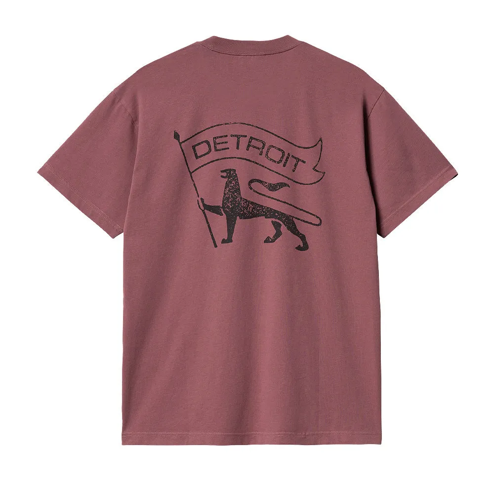 CARHARTT WIP S/S STAMP T-SHIRT // DUSTY FUCHSIA/BLACK (STONE WASHED)