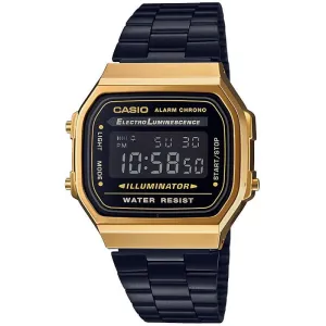 Casio Vintage Collection Black Gold Digital Retro Watch A168WEGB-1BVT