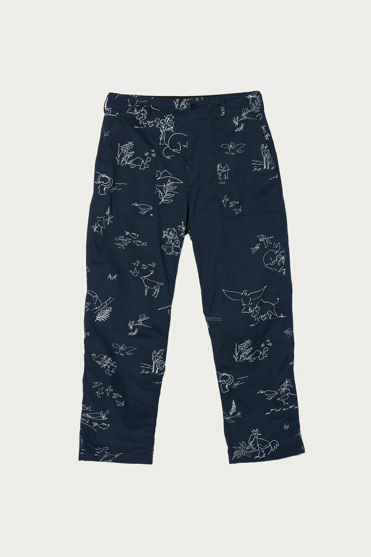 Fatigue Pant - Navy Animal Print 6.5oz Natural Twill