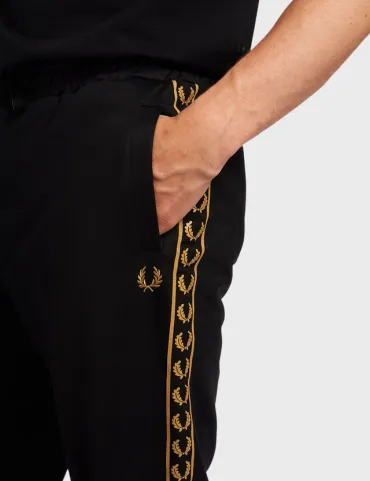 Fred Perry Contrast Gold Taped Track Pants SS23 (Black)