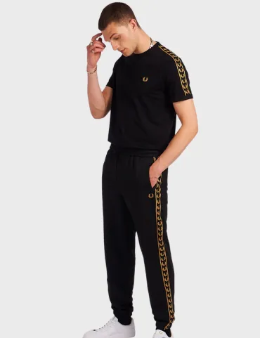 Fred Perry Contrast Gold Taped Track Pants SS23 (Black)