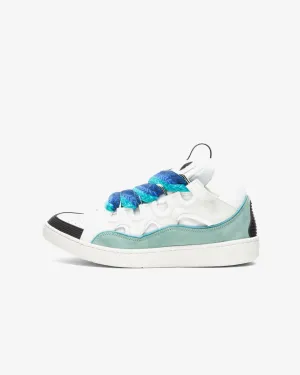 Lanvin Leather Curb 'White/Green' Suede Tennis Low-Top Sneakers