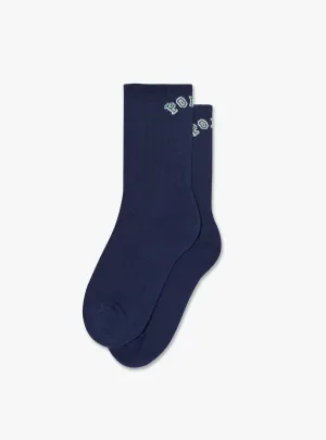 Large Rib Socks College Logo Dark Blue