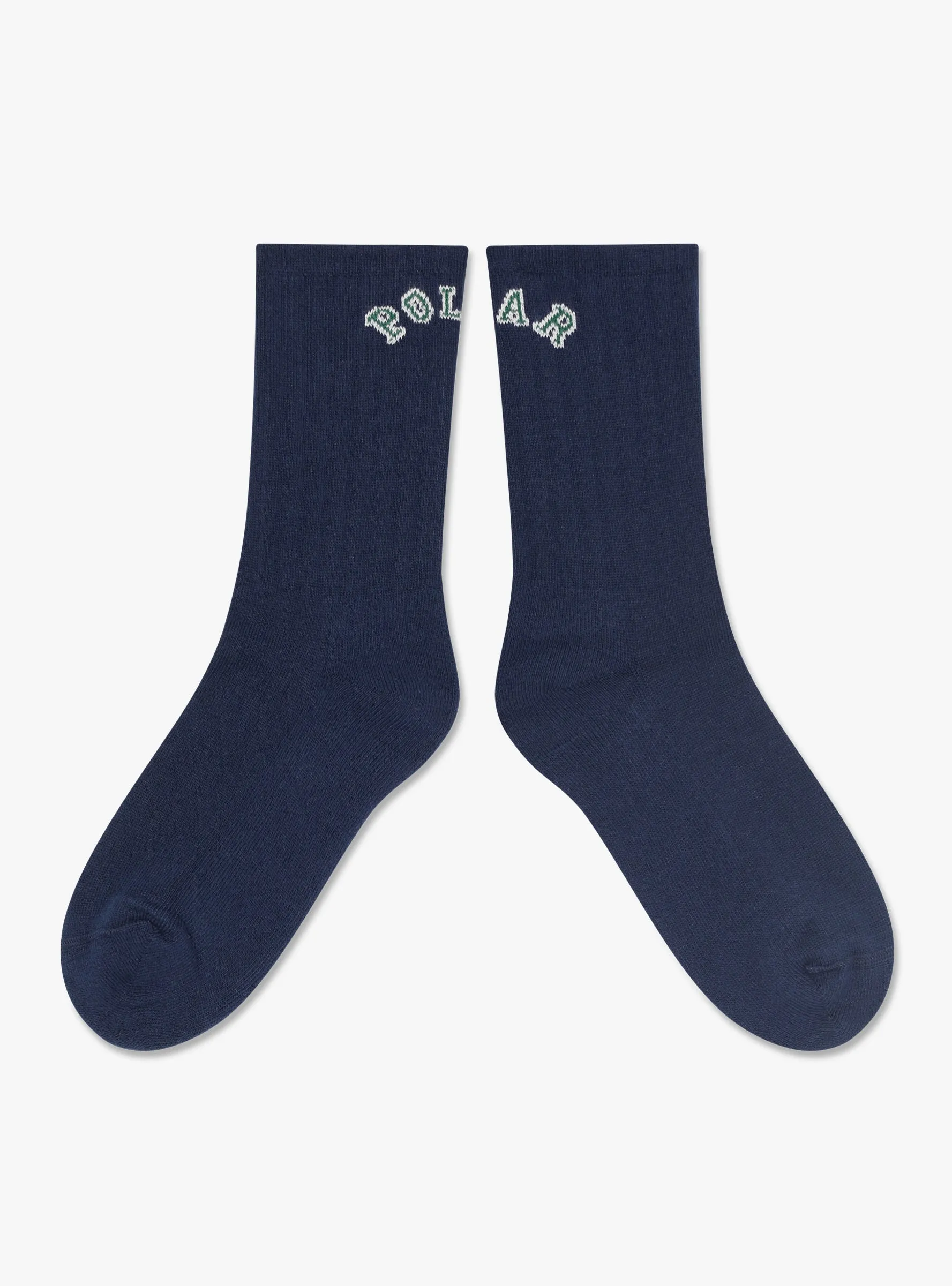 Large Rib Socks College Logo Dark Blue