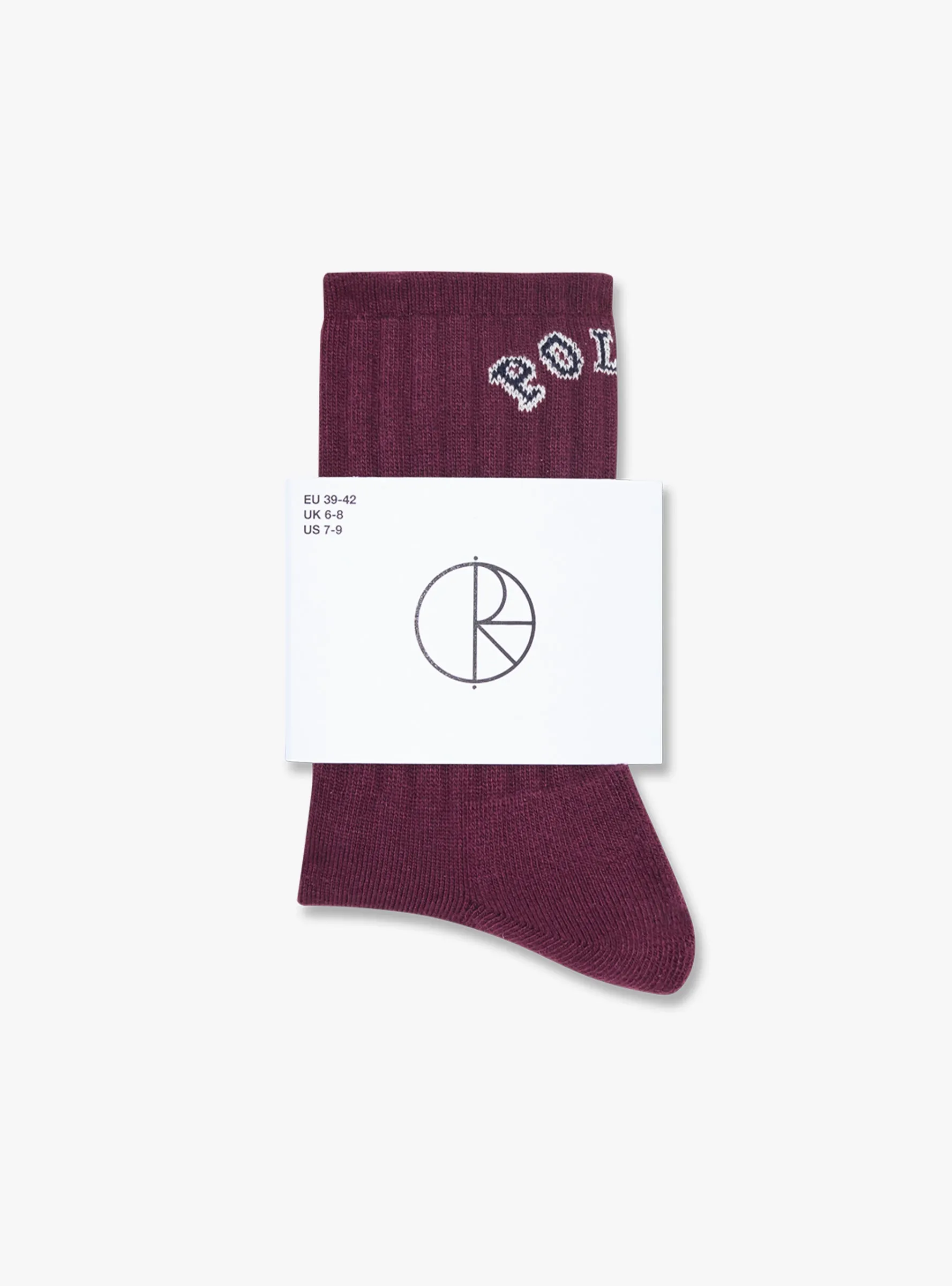 Large Rib Socks College Logo Wine