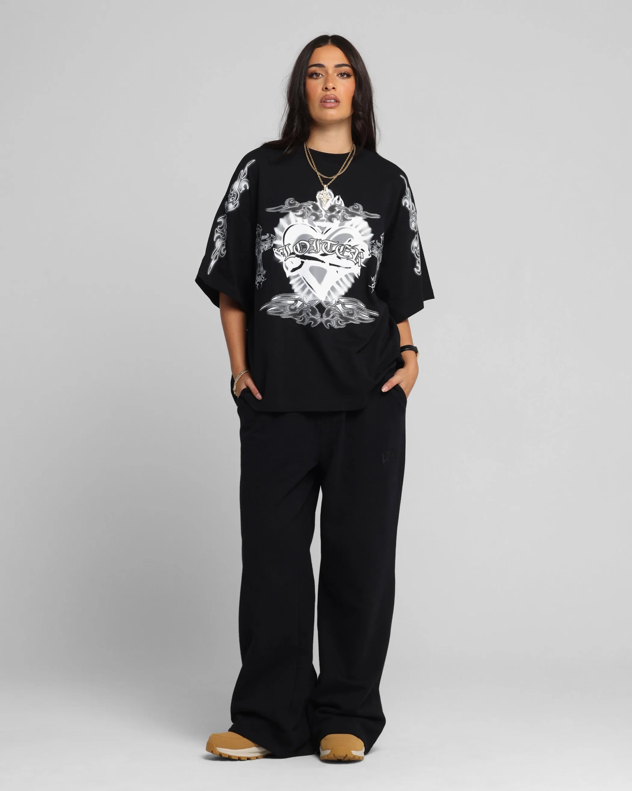 Loiter Hearts T-Shirt Black