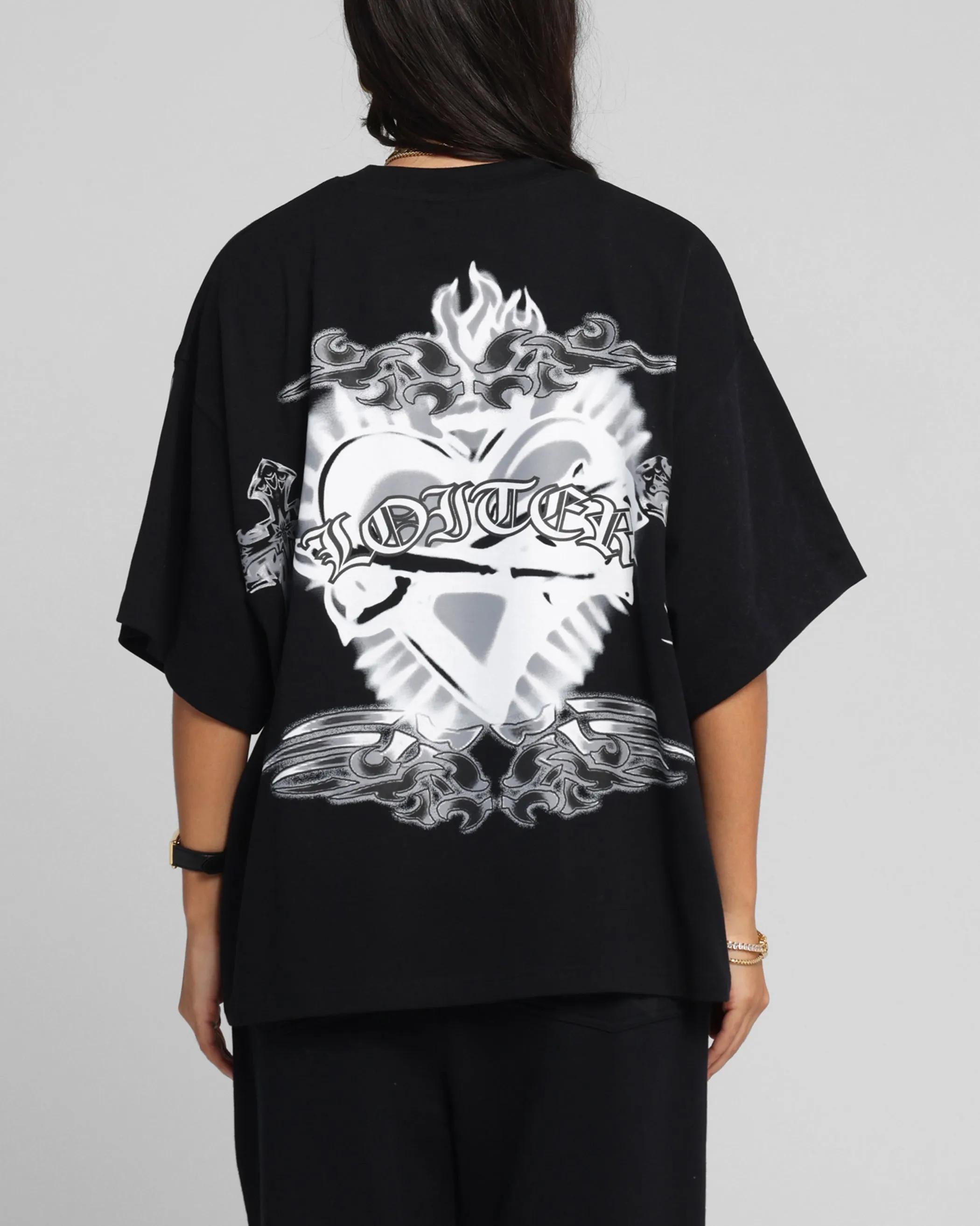 Loiter Hearts T-Shirt Black