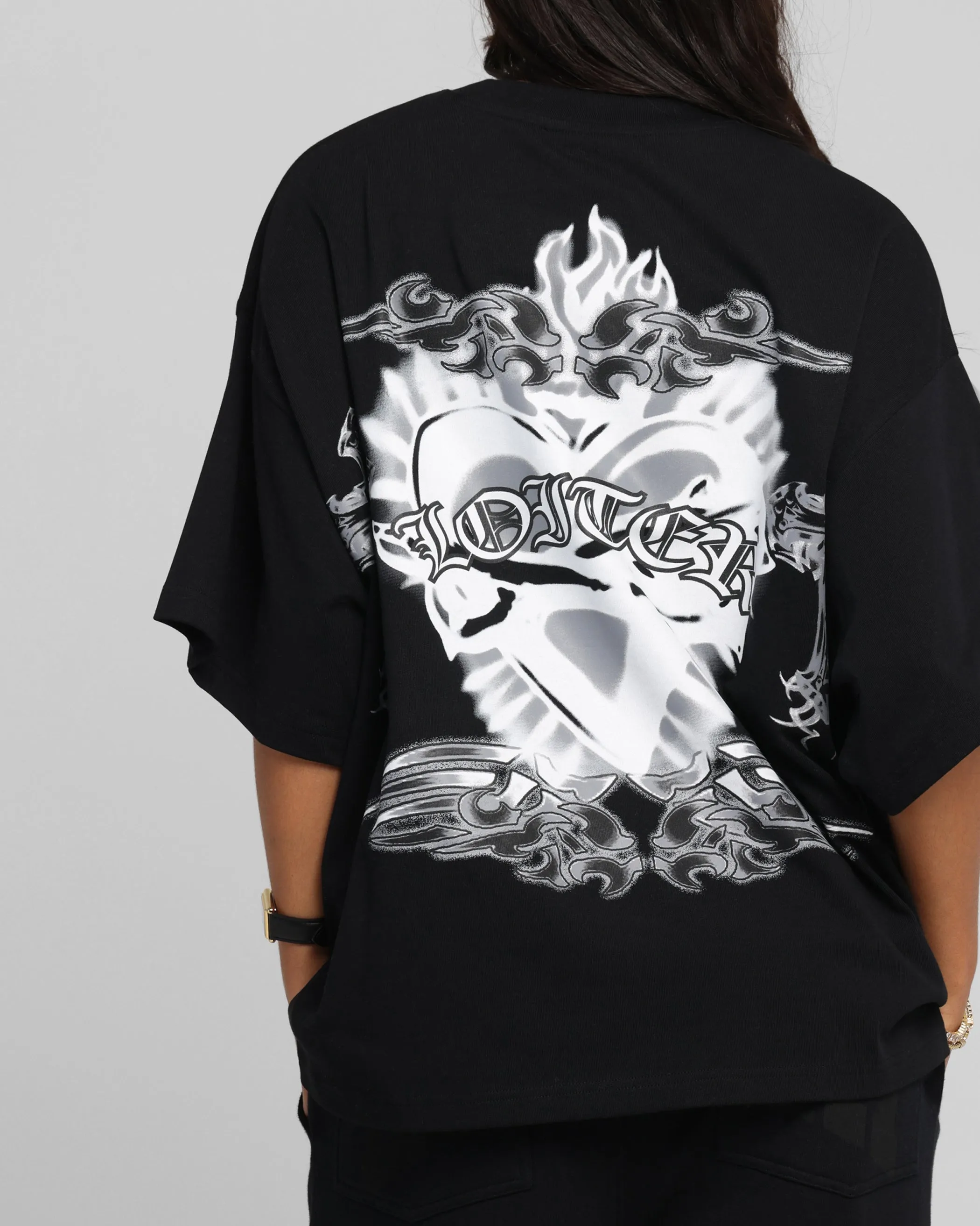 Loiter Hearts T-Shirt Black