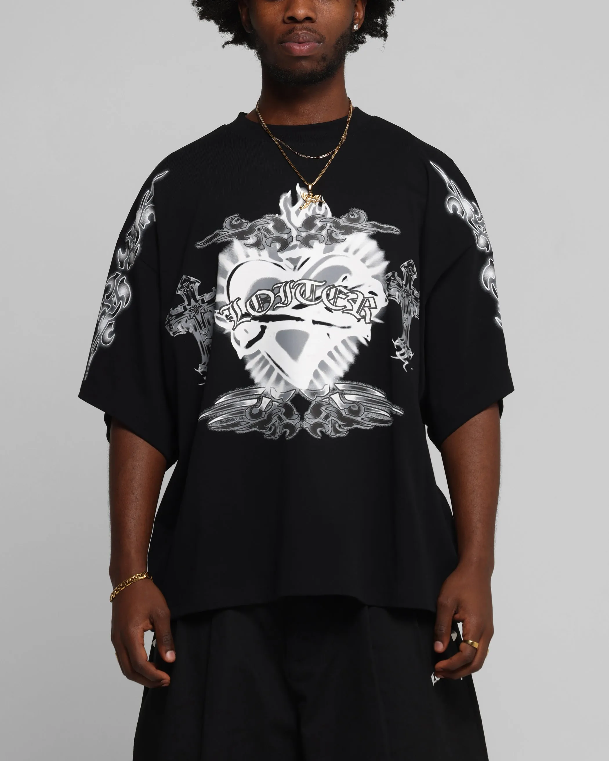 Loiter Hearts T-Shirt Black