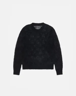 Loose Knit Cross Cable Sweater -Black