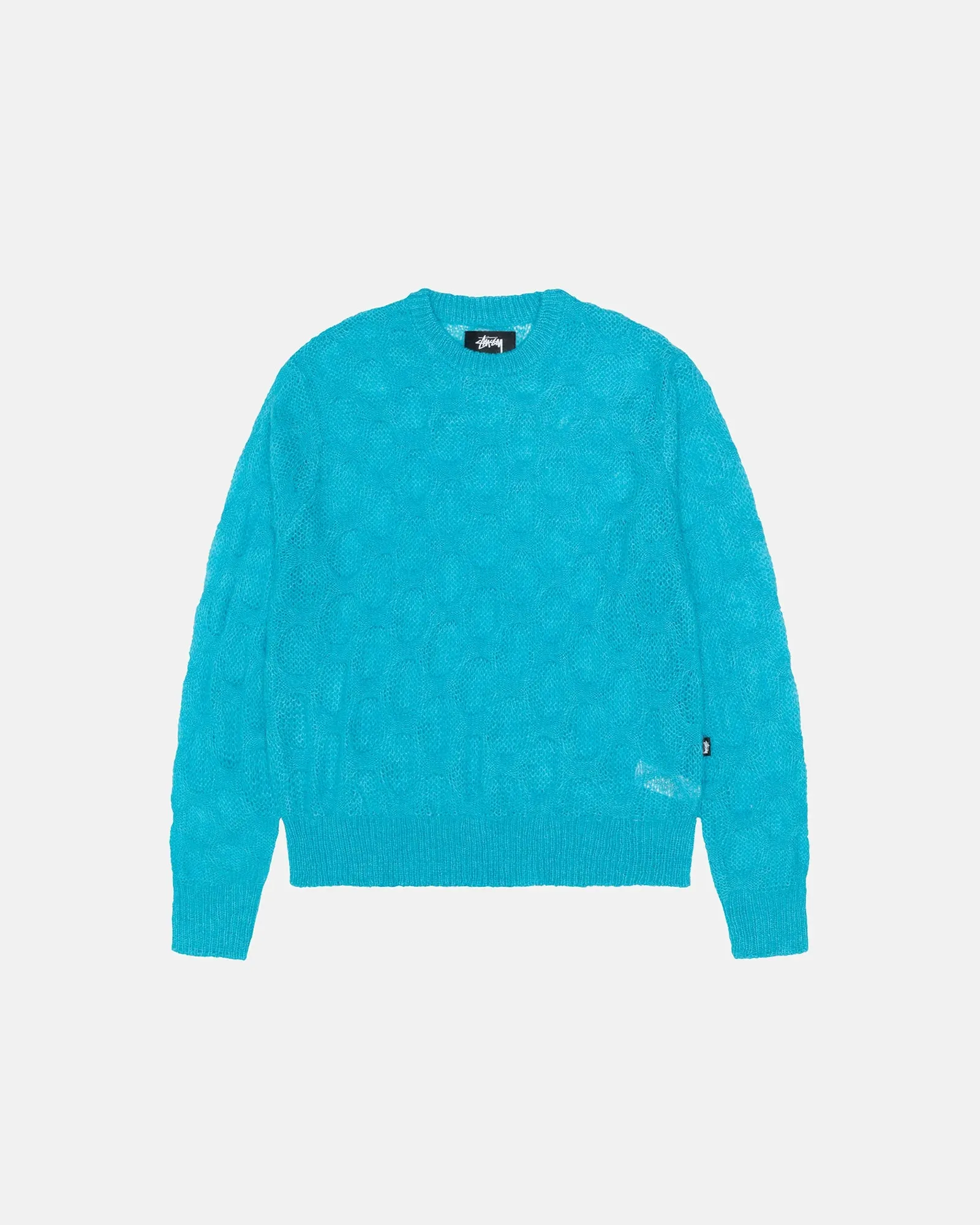 Loose Knit Cross Cable Sweater - Cyan