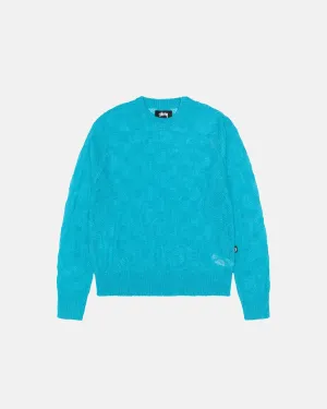 Loose Knit Cross Cable Sweater - Cyan
