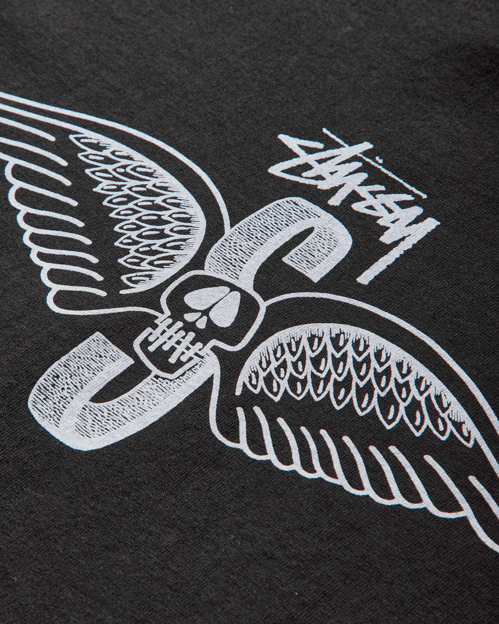 Men's Skull Wings Pigment Dyed Longsleeve T-Shirt Black