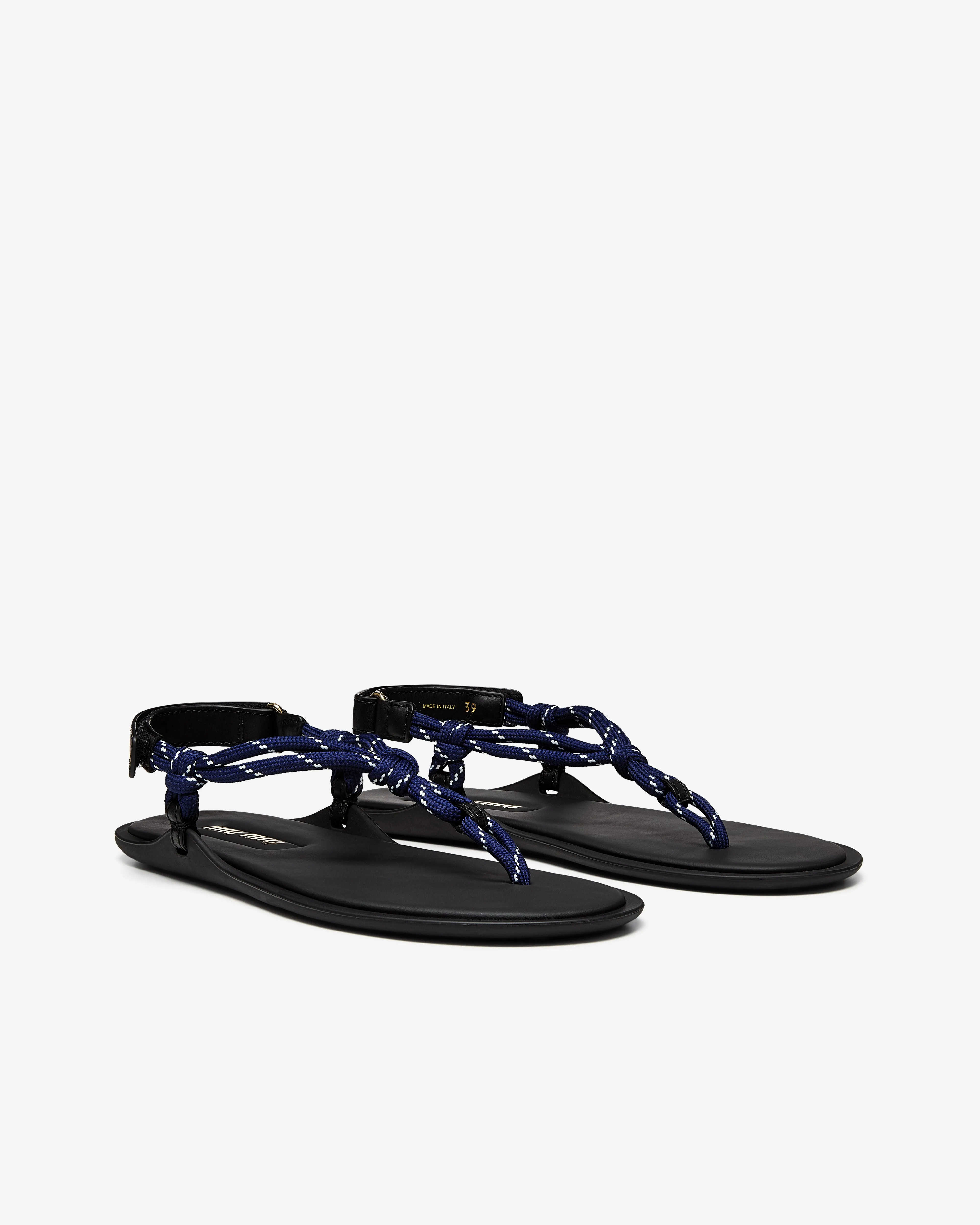 Miu Miu - Riviere Cord and Leather Sandals - (Blue)