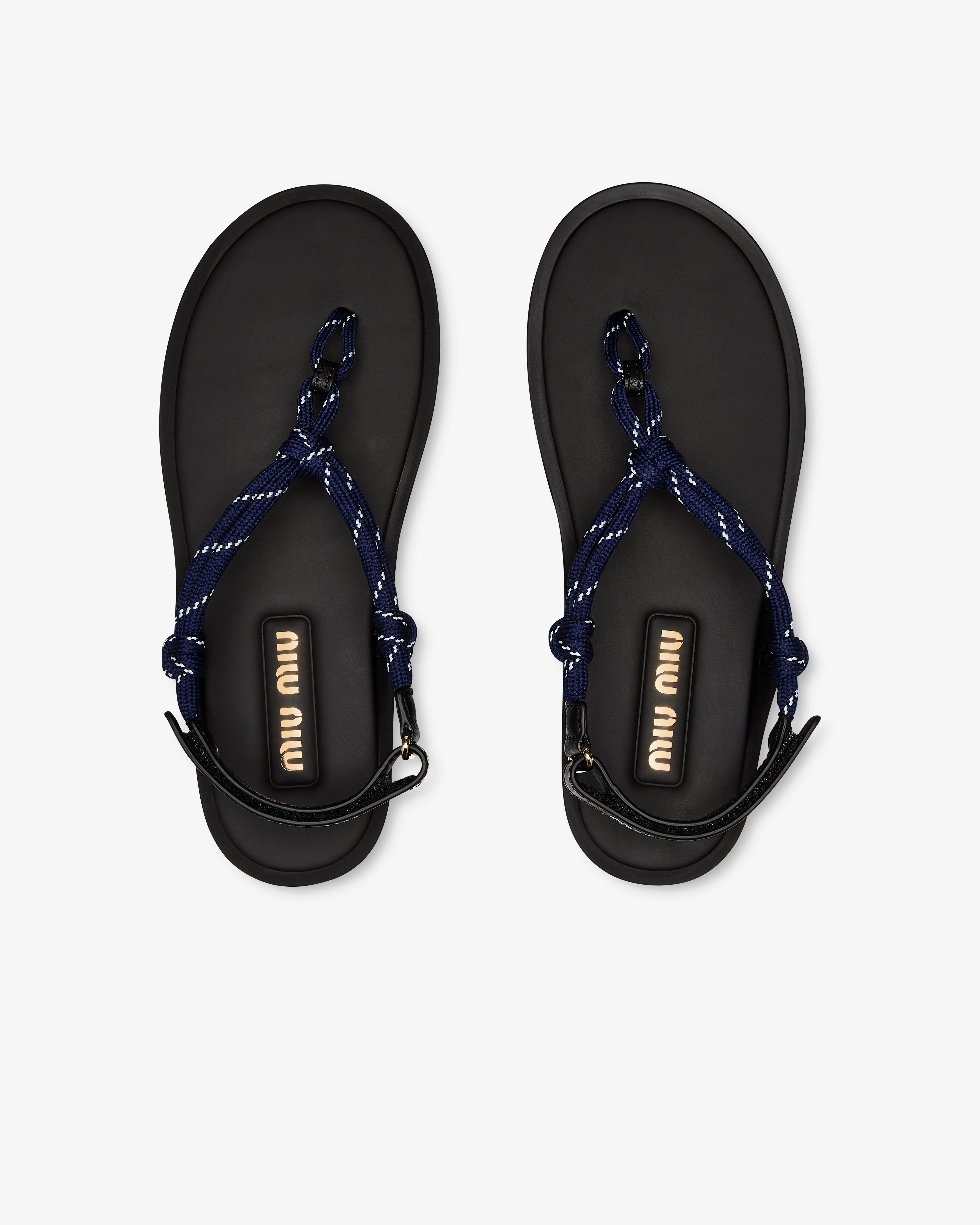 Miu Miu - Riviere Cord and Leather Sandals - (Blue)