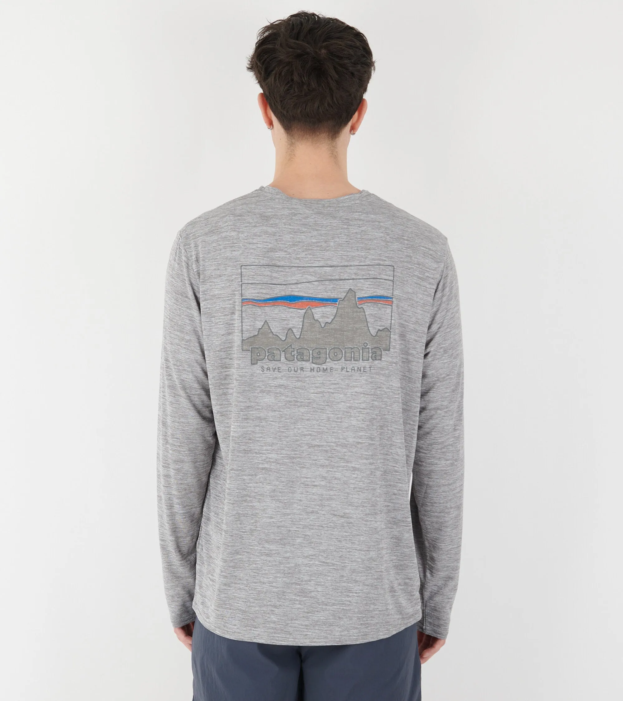 M's L/S Cap Cool Daily Graphic Shirt Skyline Feather Grey