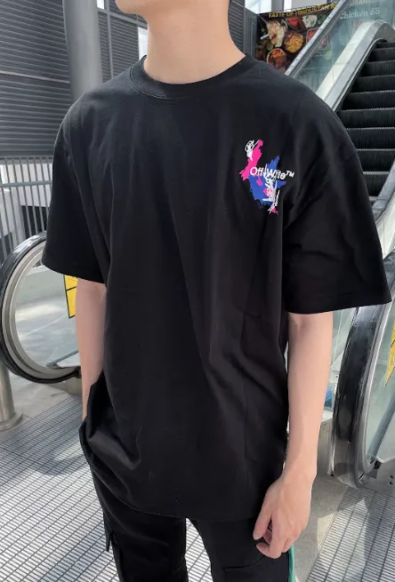 OFFWHITE SS21 PINK ARROW BLACK T-SHIRT