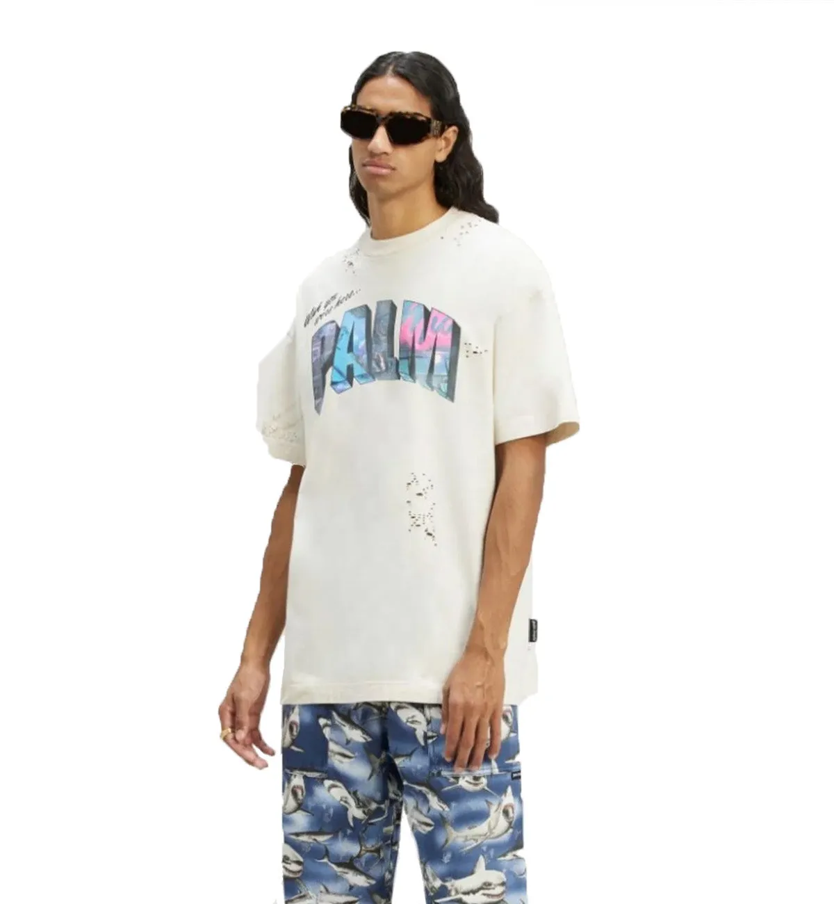 Palm Angels White 2023 Palm Sign-Print T-Shirt