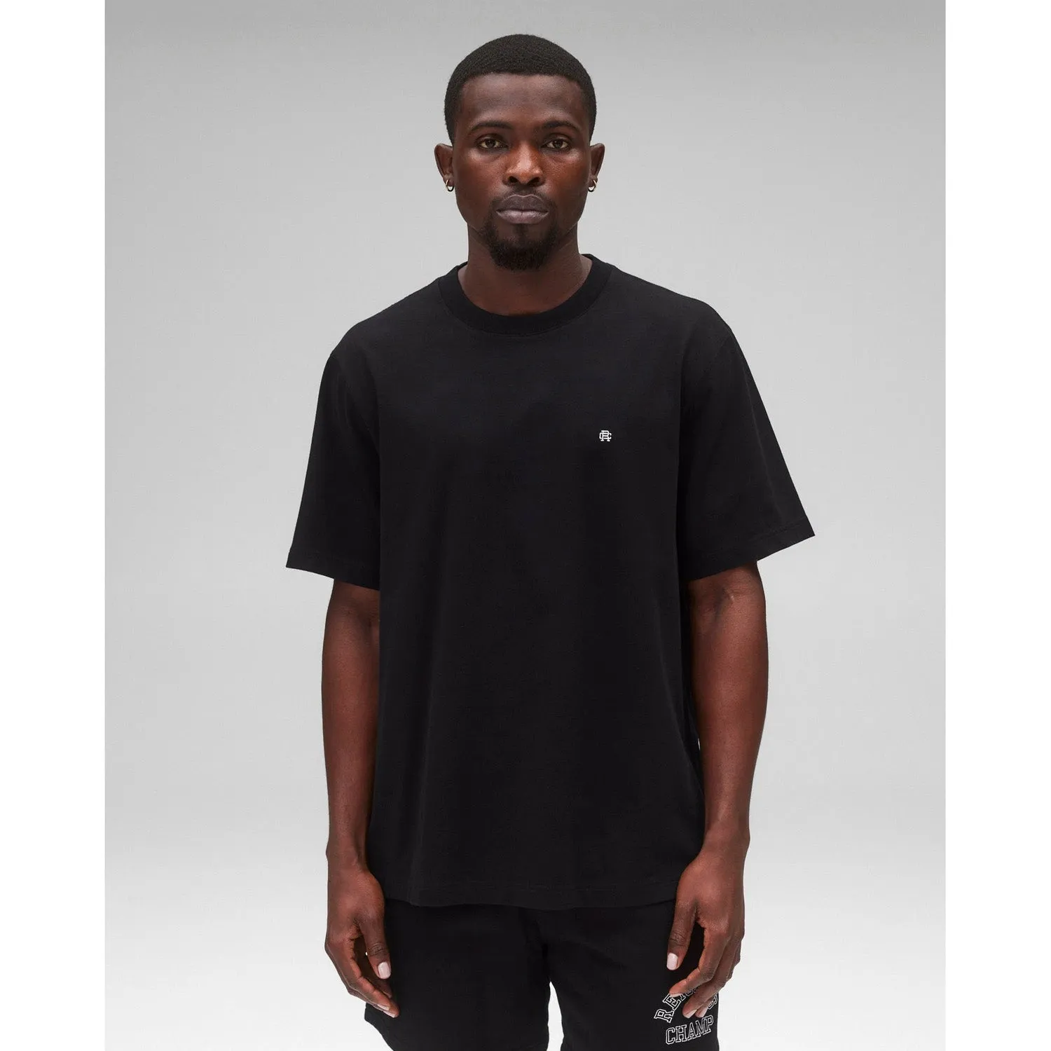 Reigning Champ Men Knit Midweight Jersey Lock Up T-Shirt Black RC-1566-BLK
