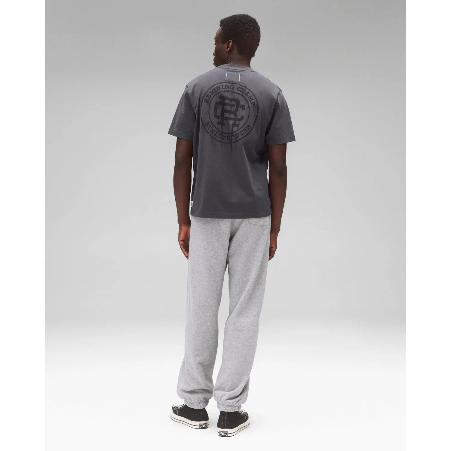 Reigning Champ Men Knit Midweight Jersey Water Colour T-Shirt Midnight Black