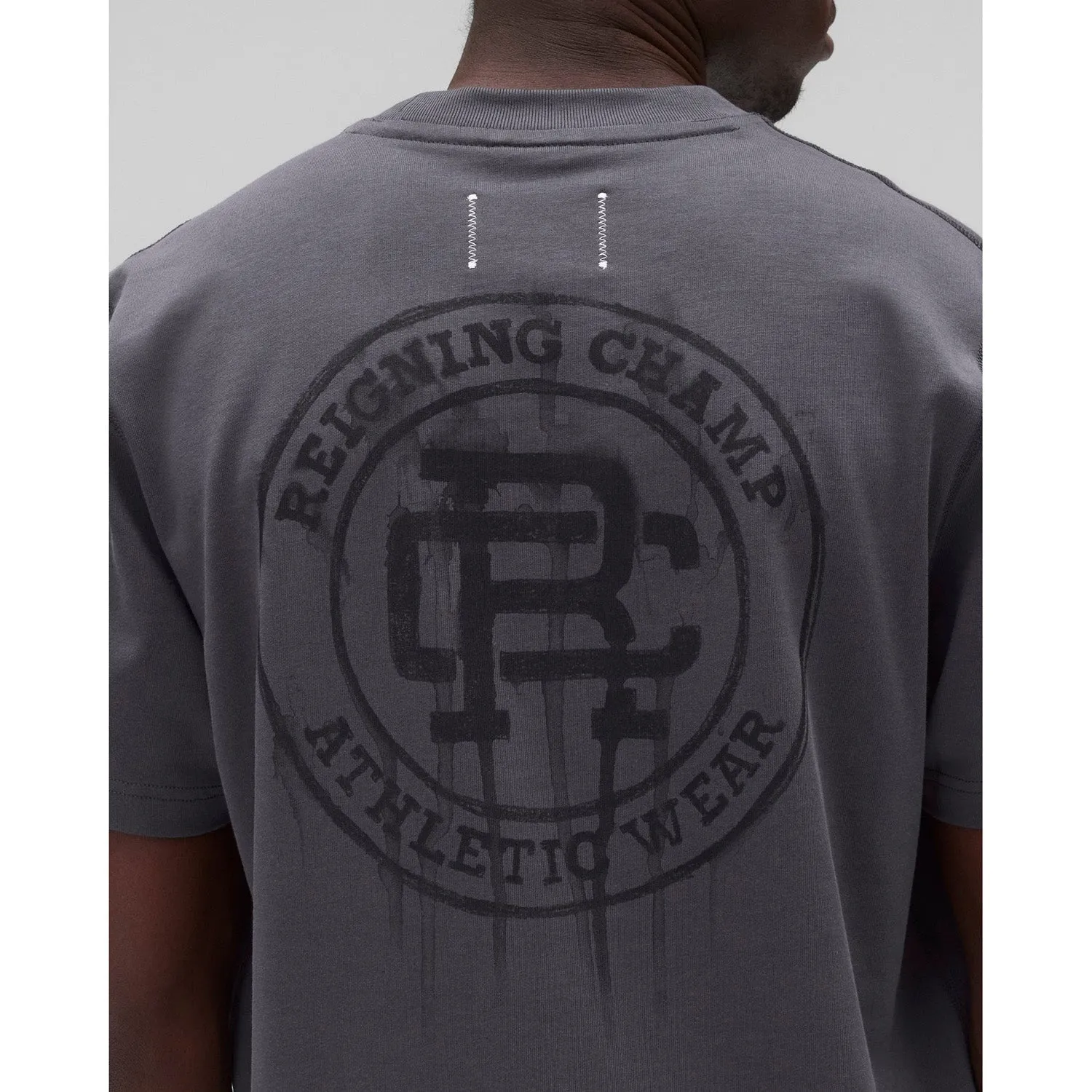 Reigning Champ Men Knit Midweight Jersey Water Colour T-Shirt Midnight Black