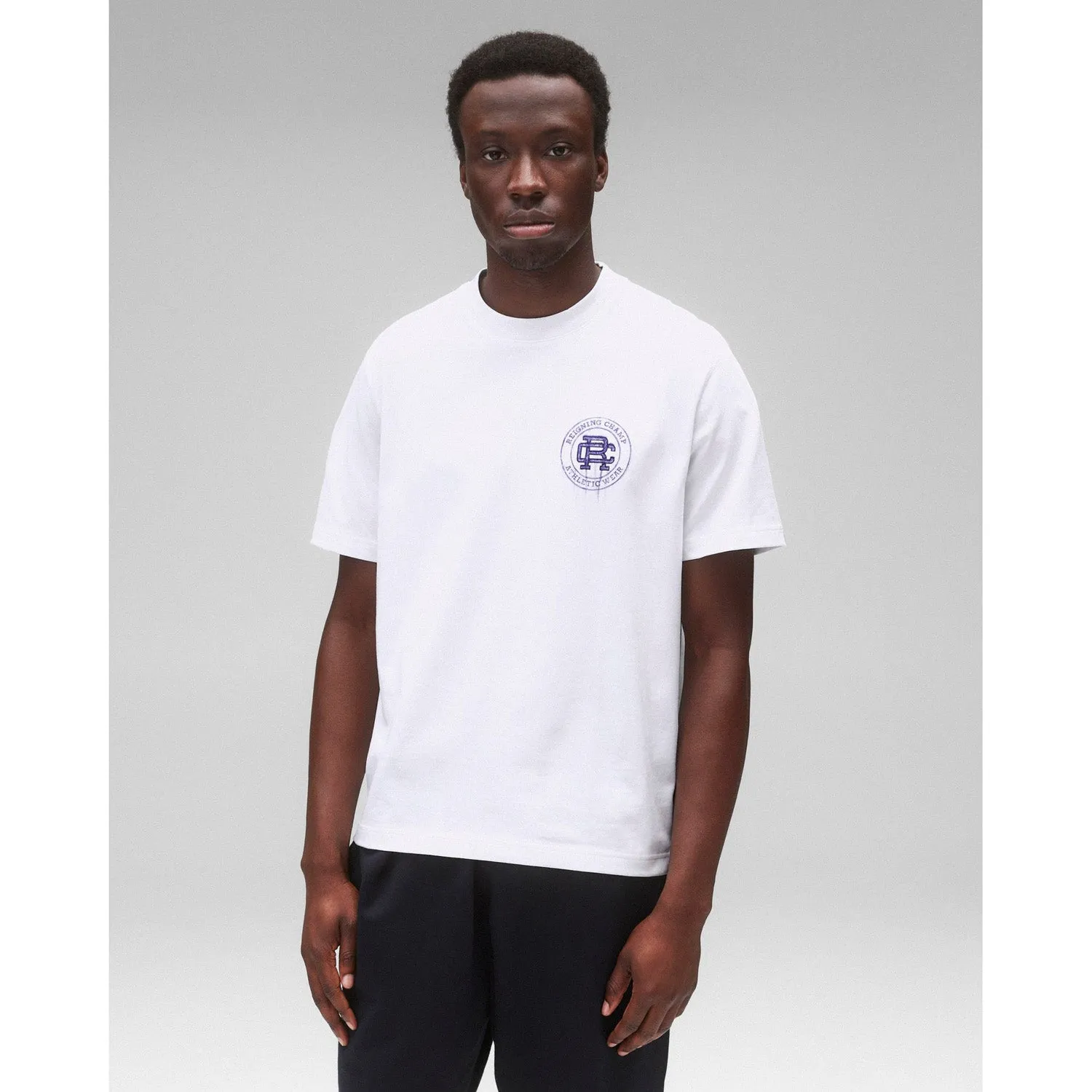 Reigning Champ Men Knit Midweight Jersey Water Colour T-Shirt White Purple