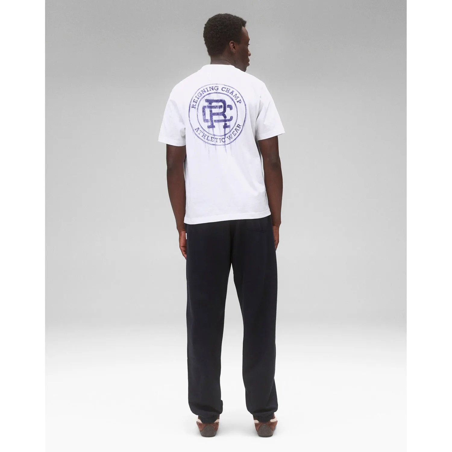 Reigning Champ Men Knit Midweight Jersey Water Colour T-Shirt White Purple
