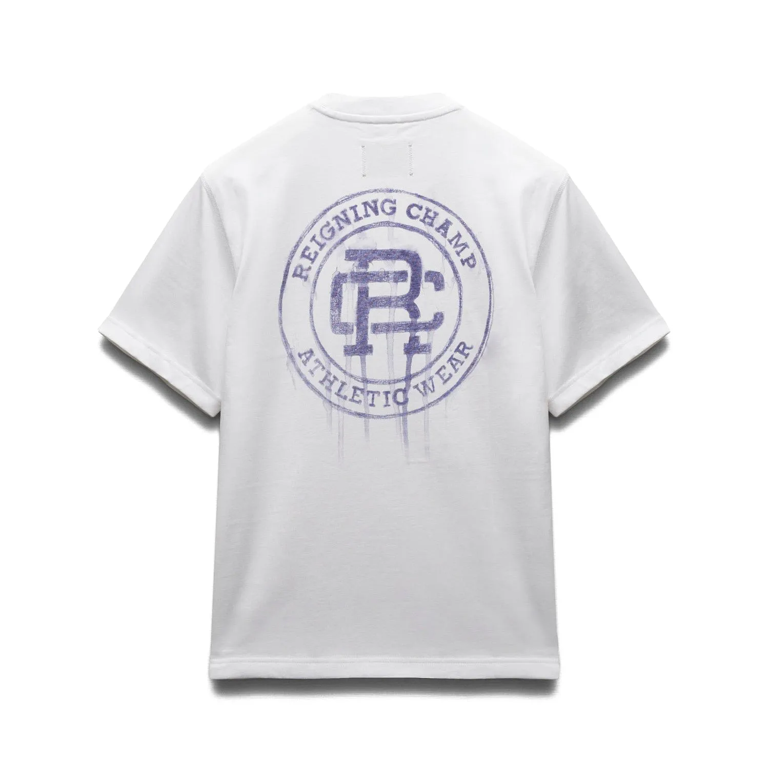 Reigning Champ Men Knit Midweight Jersey Water Colour T-Shirt White Purple
