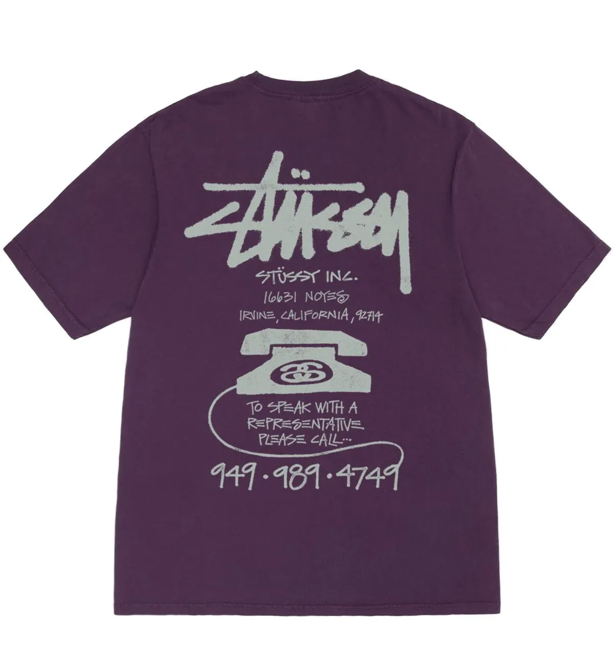 Stussy Old Phone Pig Dyed Tee (Purple)