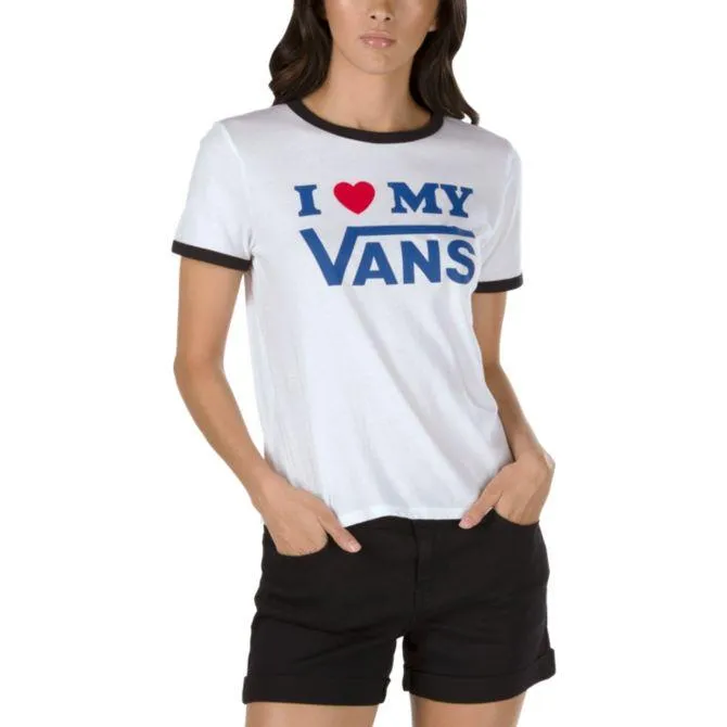 VANS W LOVE RINGER TEE WHITE BLACK