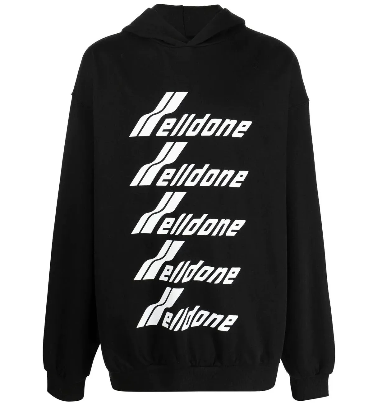 WE11DONE Multiple Front Logo Cotton Hoodie (Black)