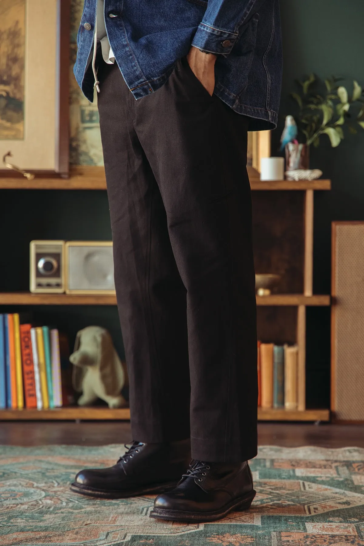 Wide Straight Chino Pants - Black