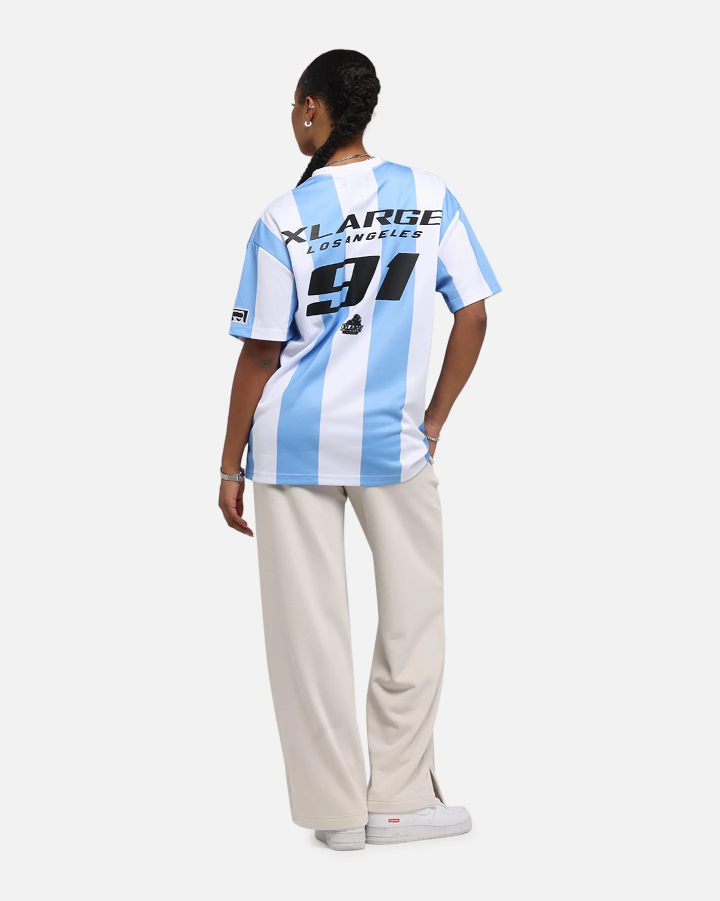 X-Large Slanted Football T-Shirt Blue/White
