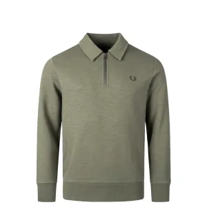 ZIP NECK COLLAR SWEATSHIRT LAUREL WREATH GREEN