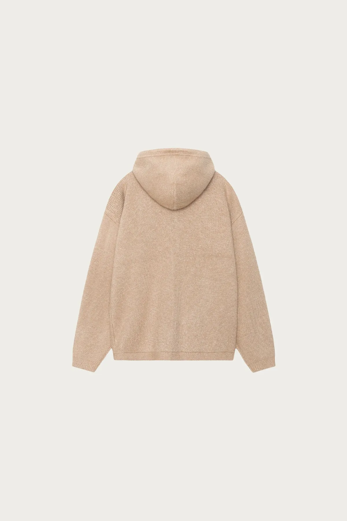 Zip Up Hooded Sweater - Camel